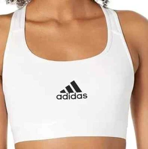 adidas Women's Powerreact Training Medium Support Sports Bra WHITE Size SDD - Picture 1 of 3