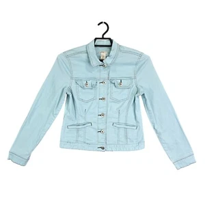 Girls Light Blue Denim Jacket Button Up Pockets Cotton Stretch Youth Size M - Picture 1 of 9