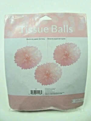 Classic Pink Tissue Paper Balls 16" Party Decor - 3 Pack - New - Image 1 of 2