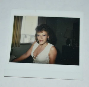 candid of cute busty blonde woman white top VINTAGE KODAK INSTANT PHOTOGRAPH b - Picture 1 of 2