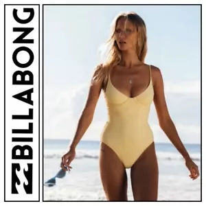 BNWT BILLABONG LADIES TANLINES AVA BRA ONE PIECE (MEDIUM/10) RRP $129.99 BANANA - Picture 1 of 4