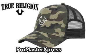 True Religion Outline Trucker Camo Horse Shoe Logo TR2329 NWT New One Size $59 - Picture 1 of 7