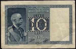 ITALIA 1935 XIIII -25a- BB+ 10 Lire Impero Grassi/Collari/Rosi Bernardini#S#YEU - Picture 1 of 2