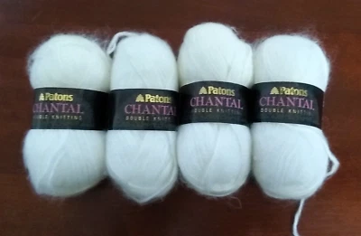Lote de 4 hilos súper suaves de punto doble blanco Patons Chantal, Moms Yarn Destash Foto 1 de 4