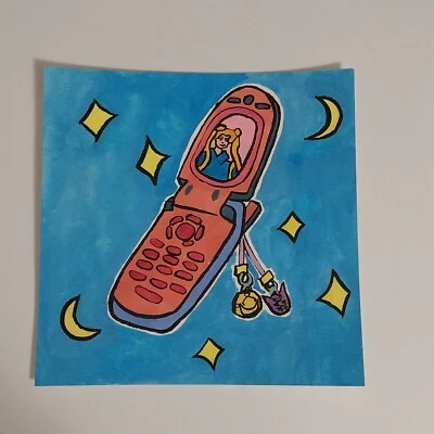 Pintura Sindy Fuhr Gouache Hecha a Mano Arte Pop Anime Título Sailor Moon Call B Foto 1 de 2