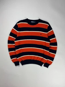 Vintage Striped Polo Ralph Lauren Knit Sweater / Polo Horse / Large Blue Orange - Picture 1 of 4