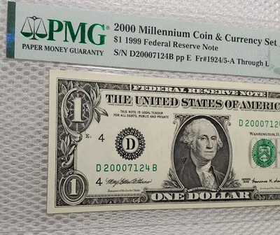 2000 Millennium Coin & Currency Set 1999 $1 FRN Cleveland, OH PMG Gem Unc - Image 1 of 4