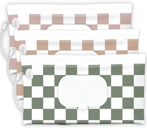 Baby Wipe Holder, 3-Pack Portable Refillable Dispenser, Waterproof sage - Picture 1 of 9