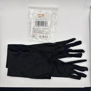 LONG BLACK OPERA GOTHIC GLOVES WOMENS FANCY DRESS ELBOW EVENING FLAPPER 1920 - Picture 1 of 2