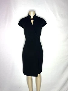 Calvin Klein SCHWARZES PONTE STRICK ETUIKLEID FLÜGELÄRMEL GRÖSSE 10 - Bild 1 von 3