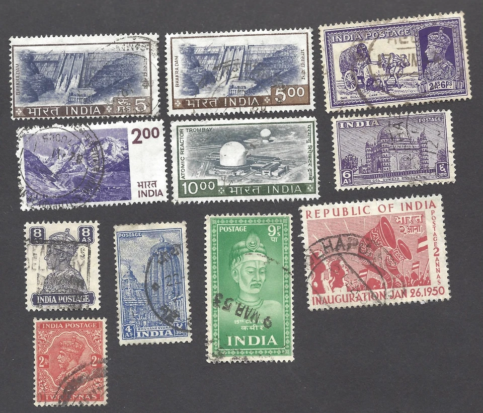 India - Scott's #127, 155, 178, 215, 421, 422, 227, 237, 240, 683 y 684 usado Foto 1 de 1