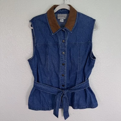 Colete Stonebridge Top Feminino XL Denim com Cinto Western Boho Vintage Clássico Azul - Imagem 1 de 4