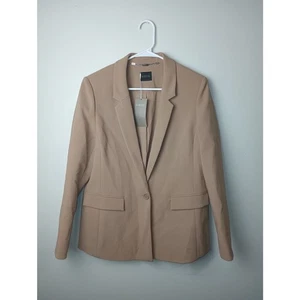 Madeleine Classic Tan Button Double Breasted Women Blazer Jacket Size 14 NWT - Picture 1 of 5
