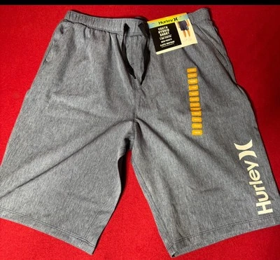 Hurley Youth Boys Hybrid Shorts Sz 18 / 20 Drawstring Elastic Waistband Gray - Image 1 of 2