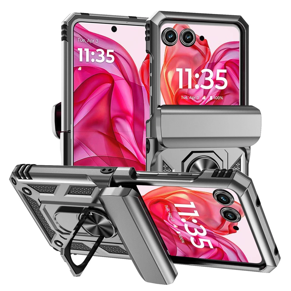 Funda con soporte de anillo a prueba de golpes con protección de bisagra para Moto Razr (2025) (2024) Foto 1 de 4