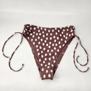 Abercrombie & Fitch Traje de baño descarado pierna alta parte inferior de bikini pequeño marrón lunares - Imagen 1 de 4