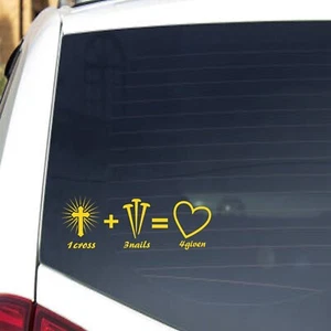 1 Cross + 3 Nails = 4 Given Religious Car Bumper Sticker (7 inches x 3inches) - Bild 1 von 2