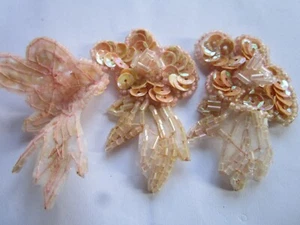 Bellissima patch applicazione con paillettes da cucire arancione chiaro 6,6x4cm - Foto 1 di 4