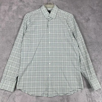 Camisa de vestir Hugo Boss para hombre 16 verde a cuadros a cuadros elástica calce ajustado mangas largas Foto 1 de 4