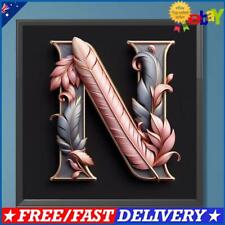 5D DIY Full Round Drill Diamond Painting Feather Letter N Decor Craft 30x30cm