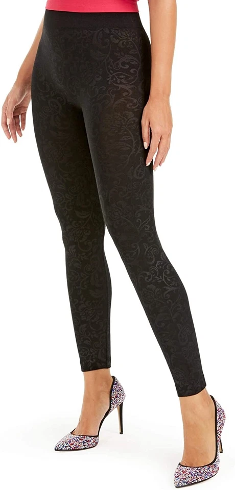 Inc International Concepts Seamless Embossed Paisley-print Leggings Black Xs/s