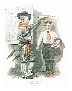 Norman Rockwell estampado "EL OFICIAL DE RECLUTAMIENTO"" 11x15" Ejército Militar Marina Marine - Imagen 1 de 1