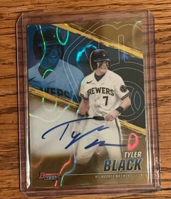 Tyler Black 2021 Bowman Best Gold Autograph 19/75 - Image 1 of 3