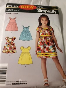 Simplicity Girl's Summer Dress Pattern Size 3 4 5 6 7 8 Short Sleeve Sleeveless - Picture 1 of 2