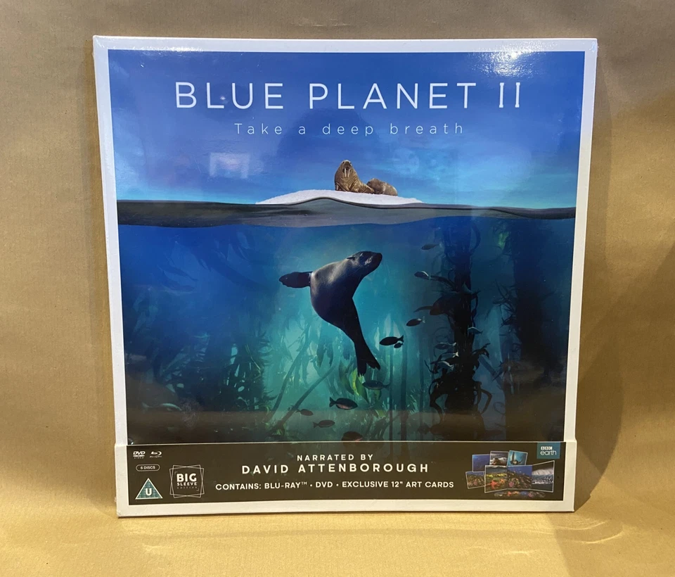 Blue Planet 2 Big Sleeve Blu Ray DVD 12" Art Cards David Attenborough
