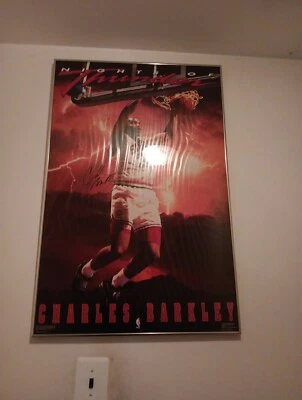 1990s CHARLES BARKLEY PHILA PHILADELPHIA 76ERS SIGNED 24"x36" POSTER AUTOGRAPH - Image 1 of 4