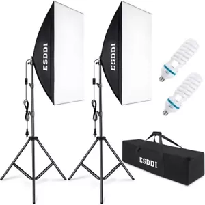 2x ESDDI Photography Studio Softbox Continuous Video Lighting With Stand Kit - Picture 1 of 12