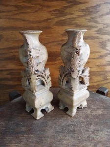 Vintage Carved Stone Granite Or Marble Figures UNMARKED Approx. 6" tall 2" wide - Picture 1 of 24