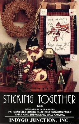 Indygo Junction IJ523 STICKING TOGETHER Plush Felt Snowman Family & Wall Hanging - Image 1 of 3