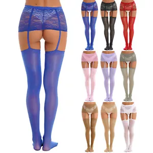 Minifalda de encaje transparente para mujer lencería con medias para cinturón de liga - Imagen 1 de 95