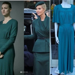 Vintage 1970s Joy Stevens Teal Long Maxi Boho Dress 8-10 Uk - Picture 1 of 14