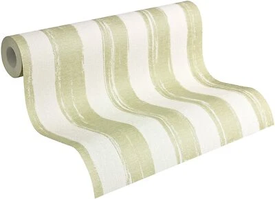 A.S. Création Vliestapete 94156-4 Streifen CremeWeiß Grün stylisch Vintage - Bild 1 von 4