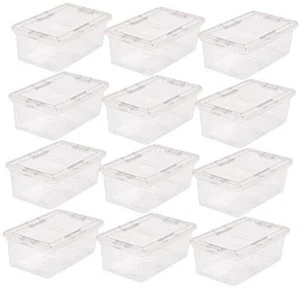 USA 7 Quarts Plastic Storage Container Bin with Latching Lid, 7 Qt. - 12 Pack - Picture 1 of 7