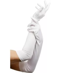Lange weiße Damen-Opernhandschuhe Ellbogenlänge Klappe Erwachsene Kostüm Prinzessin 20er Jahre - Bild 1 von 1