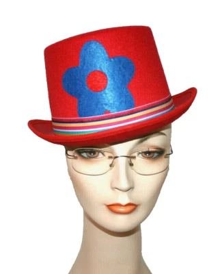 Payaso Rojo Top Sombrero Flor Circo Payaso Vestir Disfraz Accesorio Teatral Foto 1 de 4