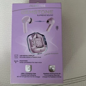 Acellories Wireless Earbuds Noice Reduction 20hr Battery LED Dis, Clear Case - Bild 1 von 6