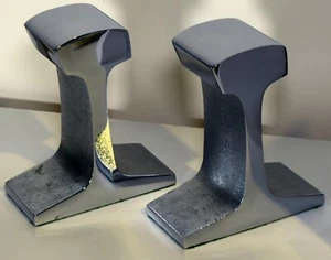 Mid Century Modern Industrial railway tie track bookends with chrome plating - Picture 1 of 4