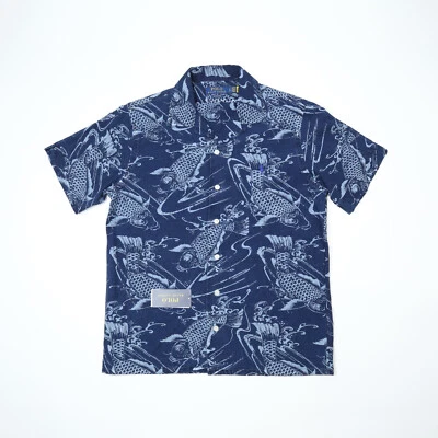 Polo Ralph Lauren Classic Fit Koi Print Camp Shirt Blue Size S 2313 - Image 1 of 2