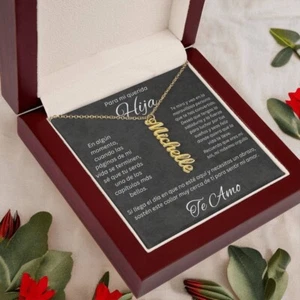 Regalo para Hija Collar Con Nombre Personalizado de Papa/Mama Regalo Hija Cumple - Picture 1 of 8