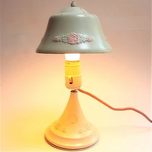 1920s Vintage Boudoir Ivory Floral Metal Lamp Shade & Ivory Floral Base Antique  - Picture 1 of 10