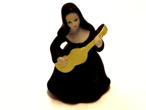 Campana de cena vintage de porcelana cerámica monja tocando guitarra - Imagen 1 de 6