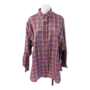 Oilily Damen Größe M Hemd mit Knopfleiste lila kariert 100 % Seide Langarm - Bild 1 von 14