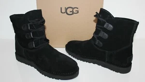 UGG Australia 1017534 BK 11 Mujer Elvi Gamuza Cordones Piel de Oveja Bota Negra 11 - Imagen 1 de 9