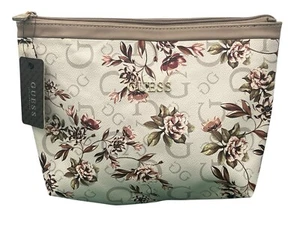 Guess Large Off-White And Floral Cosmetics Makeup Travel Bag - Picture 1 of 6