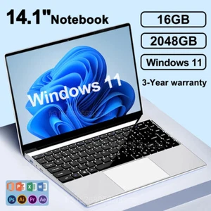 Ultra Sottile 14.1 " Computer Portatile 16GB di RAM 2TB SSD Intel N3700 Notebook - Foto 1 di 12