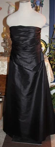 Bill Levkoff black taffeta bridesmaids evening formal long dress 14 - Picture 1 of 4